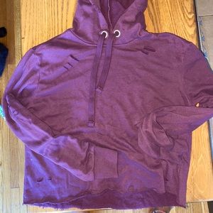 Maroon Crop Sweatshirt w/ Stylish Rips